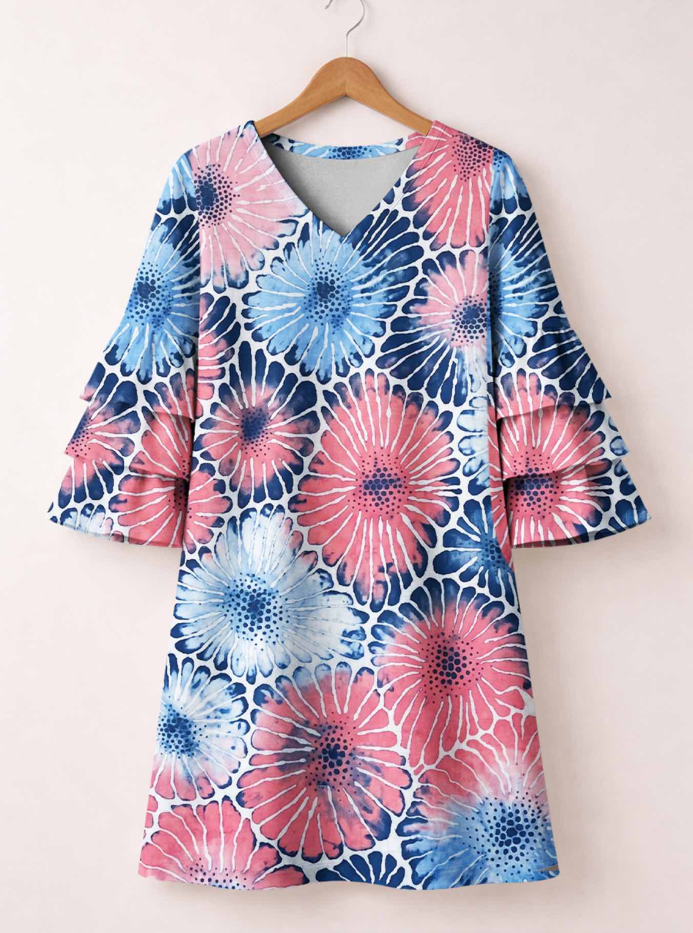 'Samawati' Stacked Ruffle Sleeve Dress