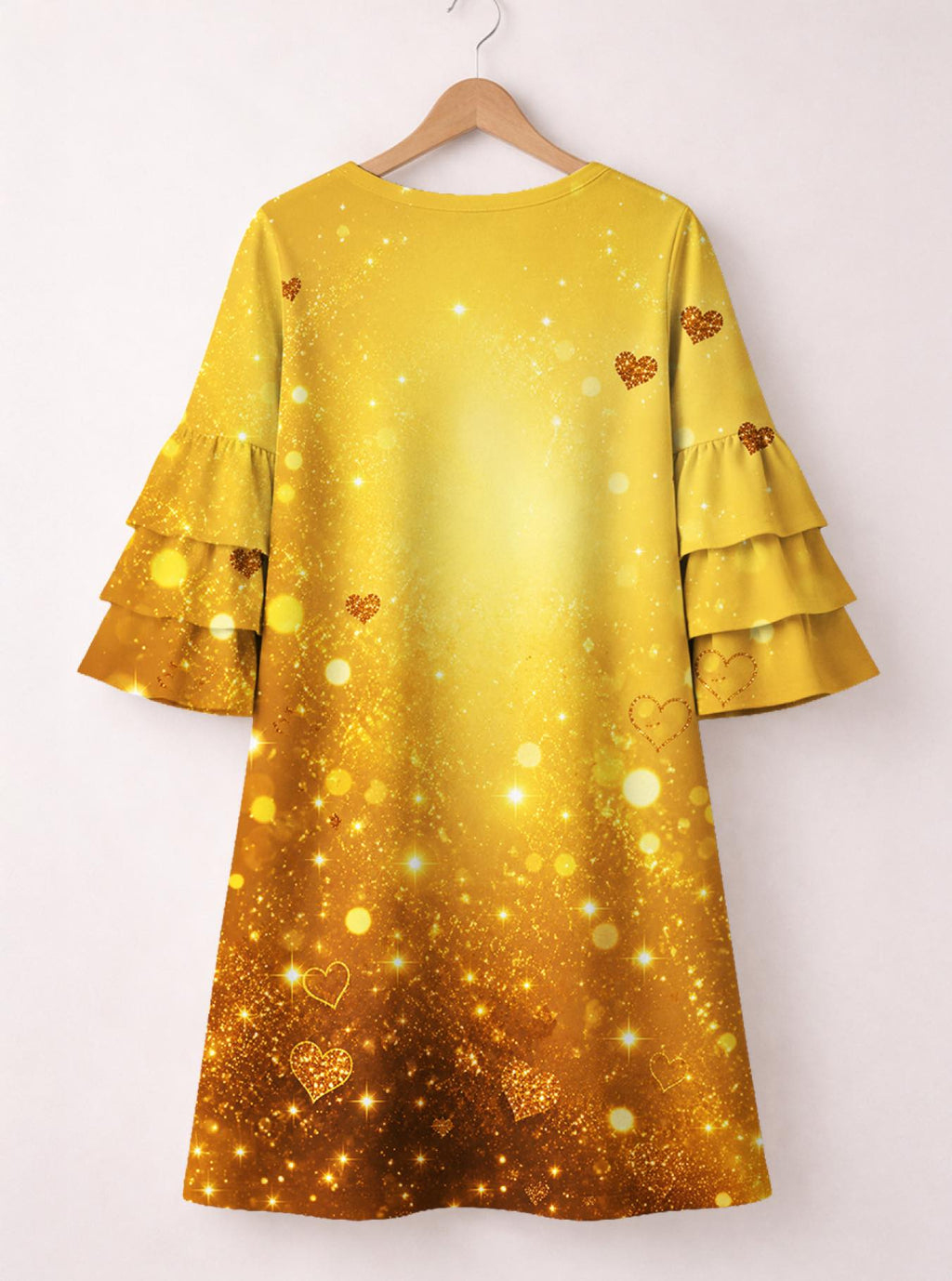 'September Best Life' Stacked Ruffle Sleeve Dress