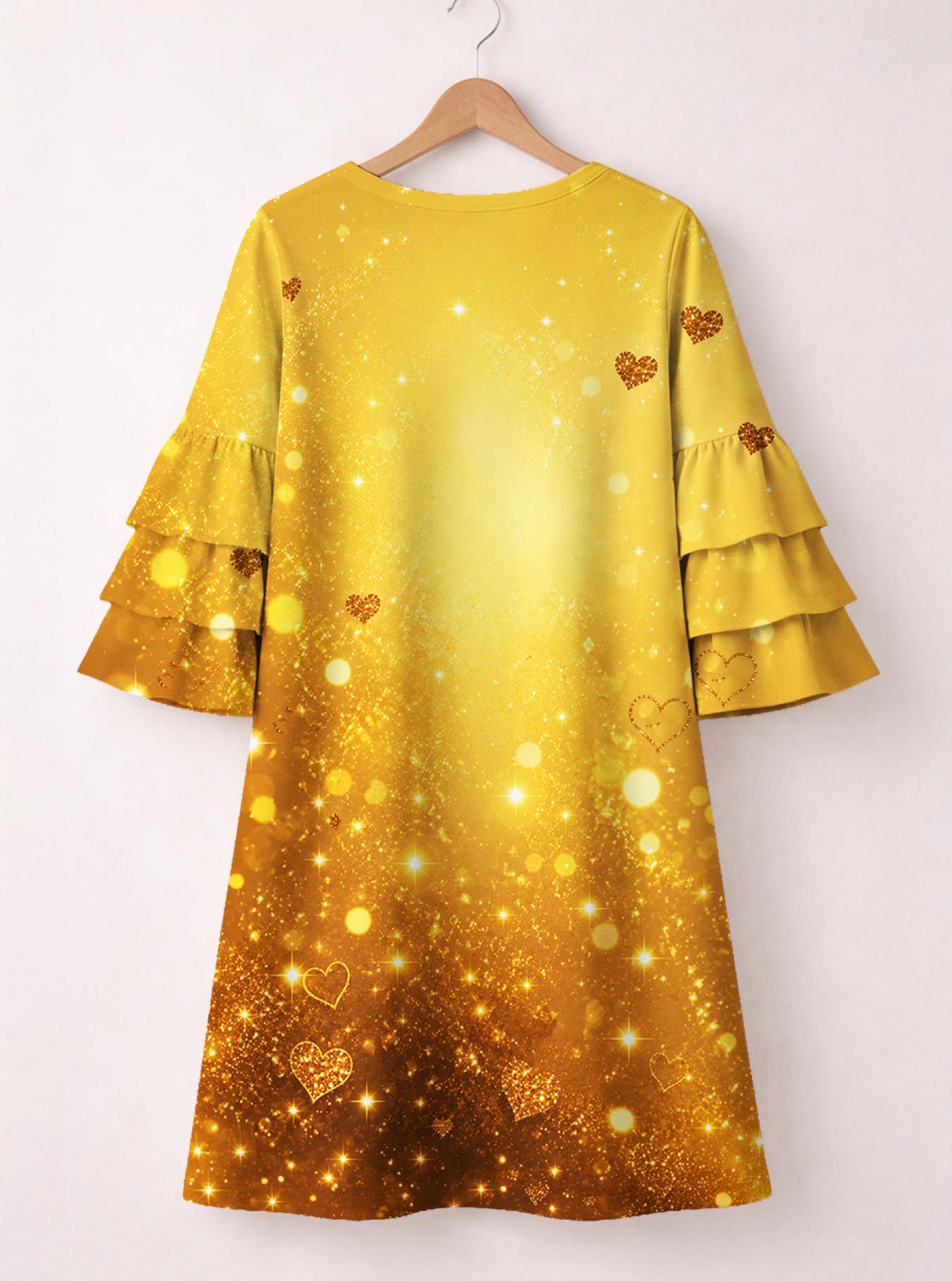 'September Best Life' Stacked Ruffle Sleeve Dress