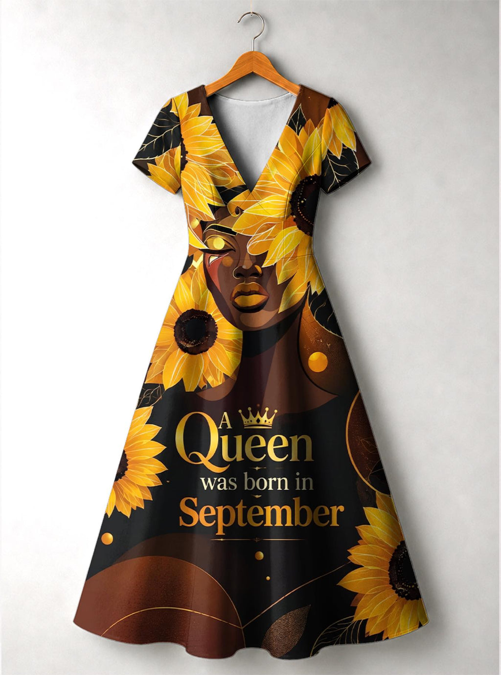 'September Born Queen' Short Sleeve Maxi Dress