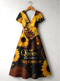'September Born Queen' Short Sleeve Maxi Dress
