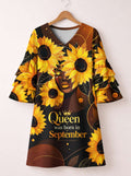 'September Born Queen' Stacked Ruffle Sleeve Dress