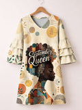 'September Queen' Stacked Ruffle Sleeve Dress