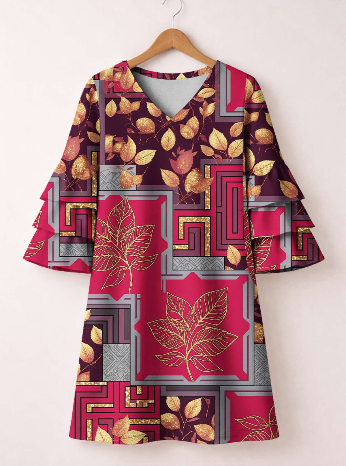 'Vuli' Stacked Ruffle Sleeve Dress